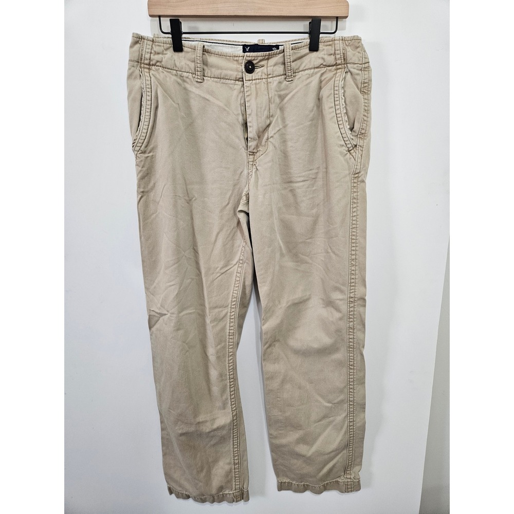 American Eagle Outfitters Mens Khaki Chino Pants Tan Cotton Twill 32/34 33x29